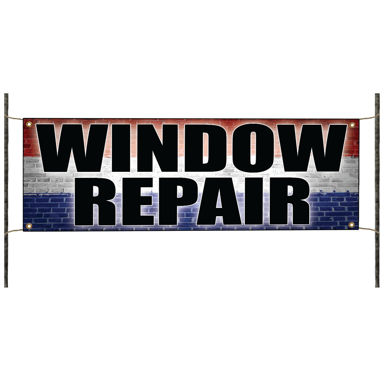 Window repair vinyl printed banner sign