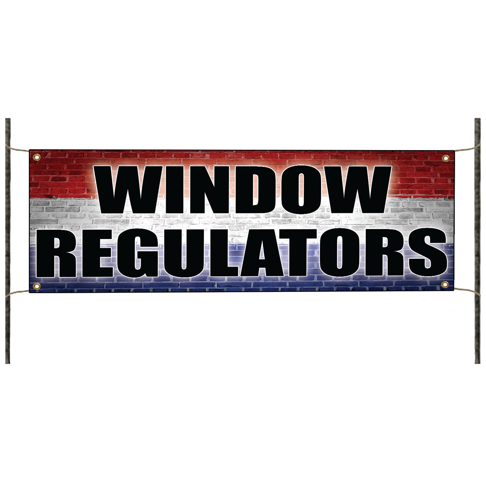 Window regulators vinyl printed banner sign