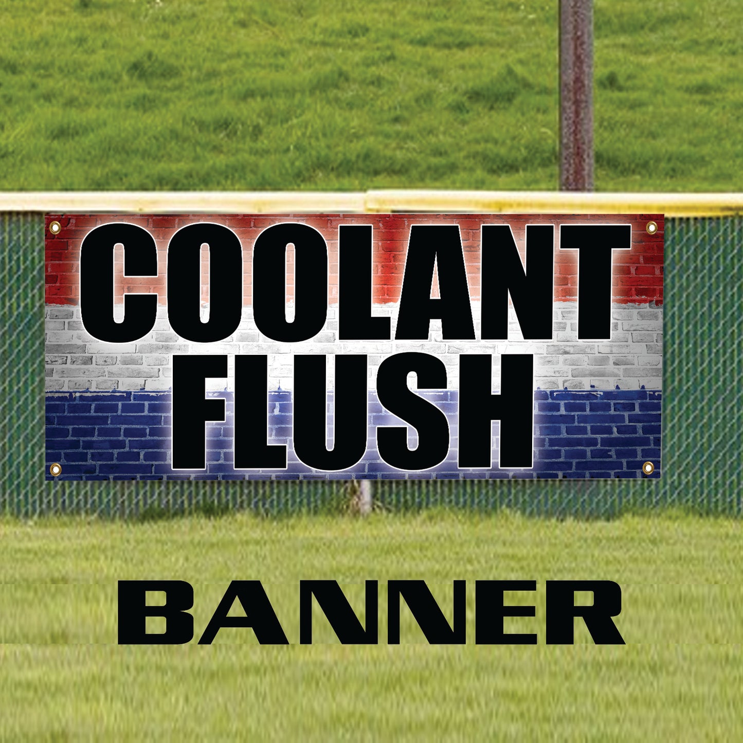 Coolant flush vinyl printed banner sign