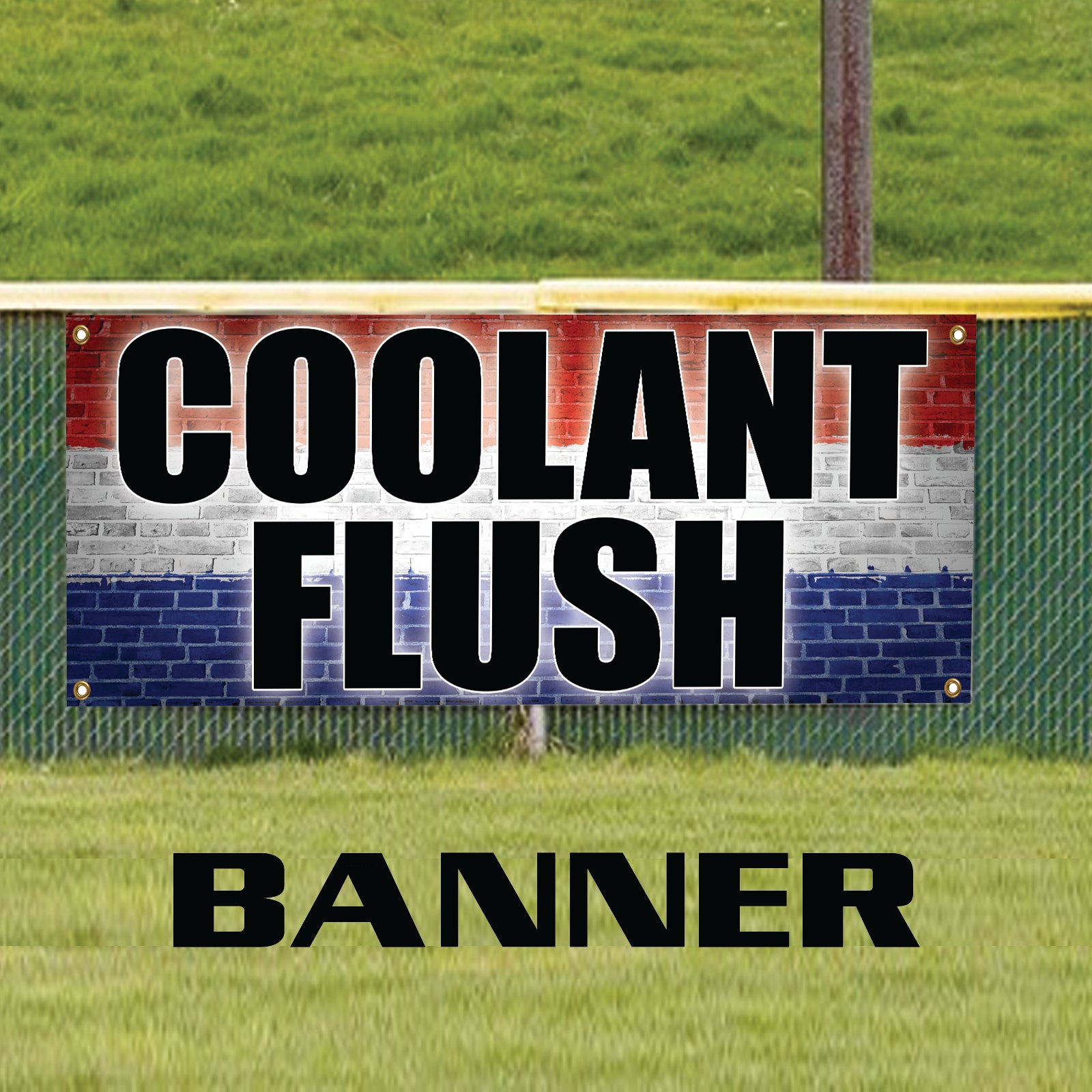 Coolant flush vinyl printed banner sign