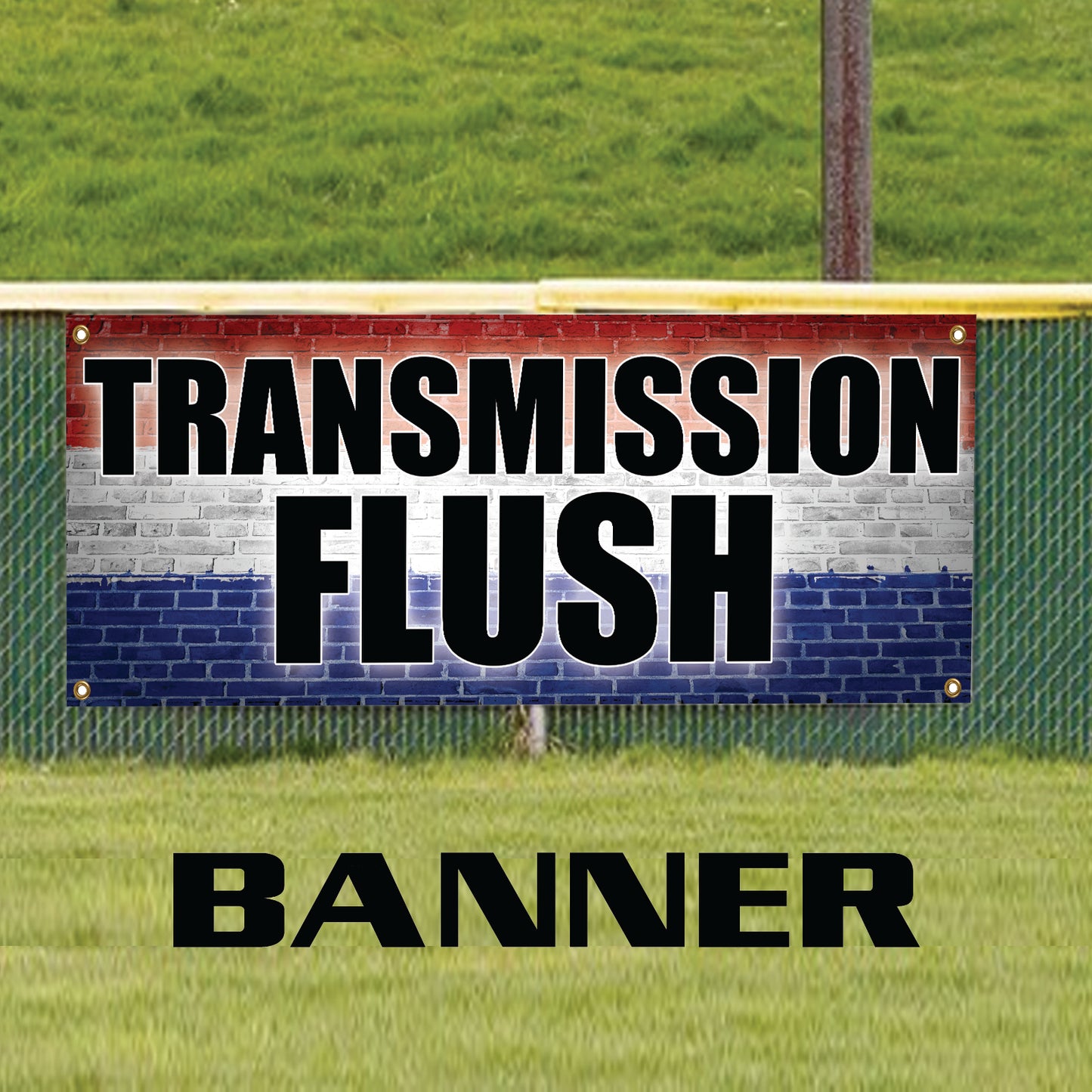 Transmission flush vinyl printed banner sign