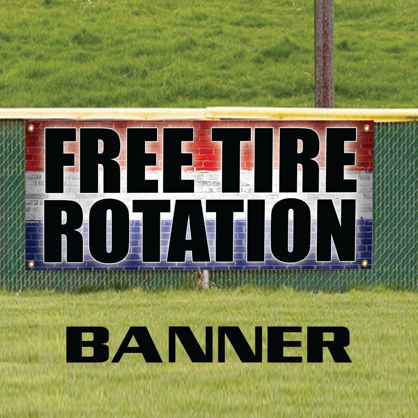 Free tire rotation vinyl printed banner sign