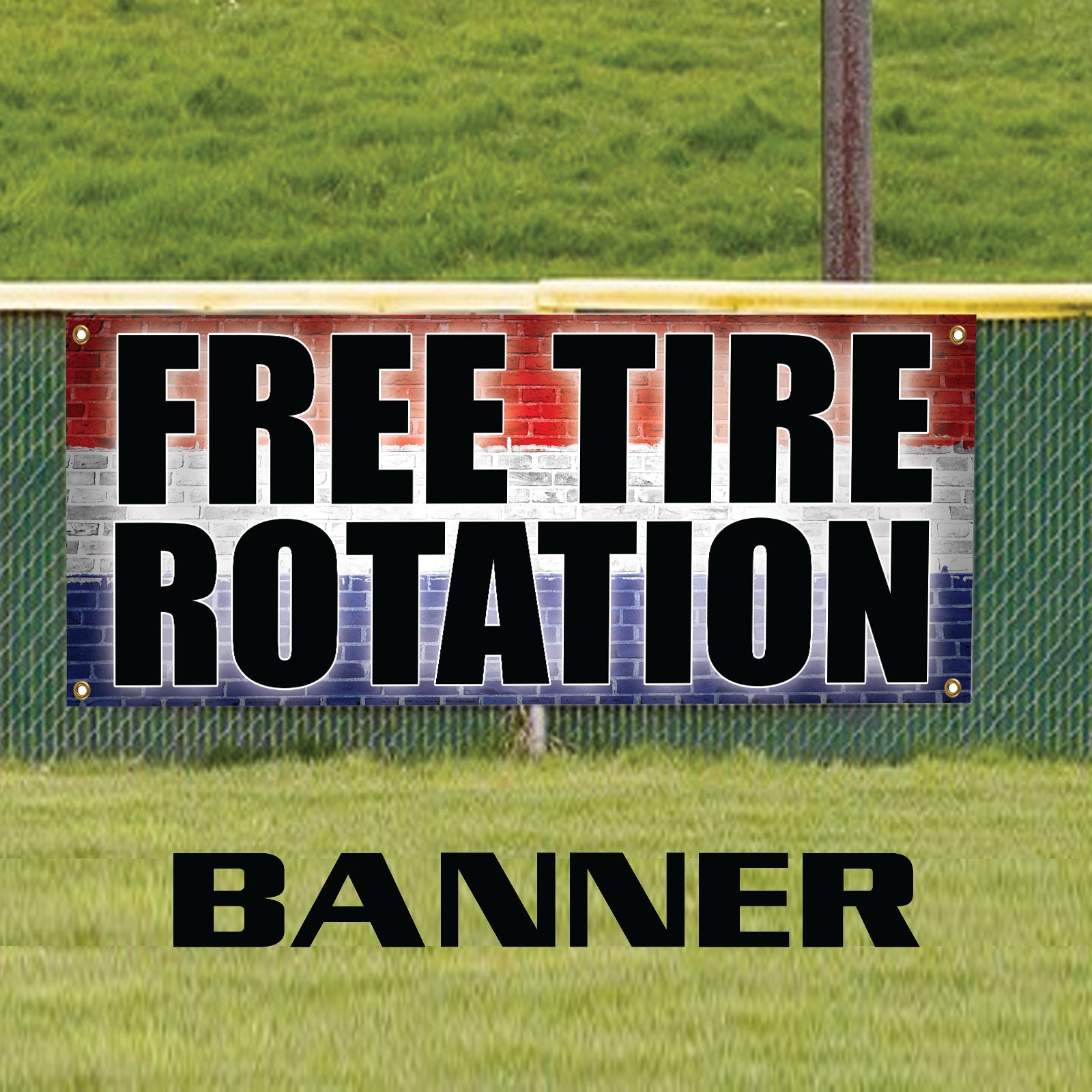 Free tire rotation vinyl printed banner sign