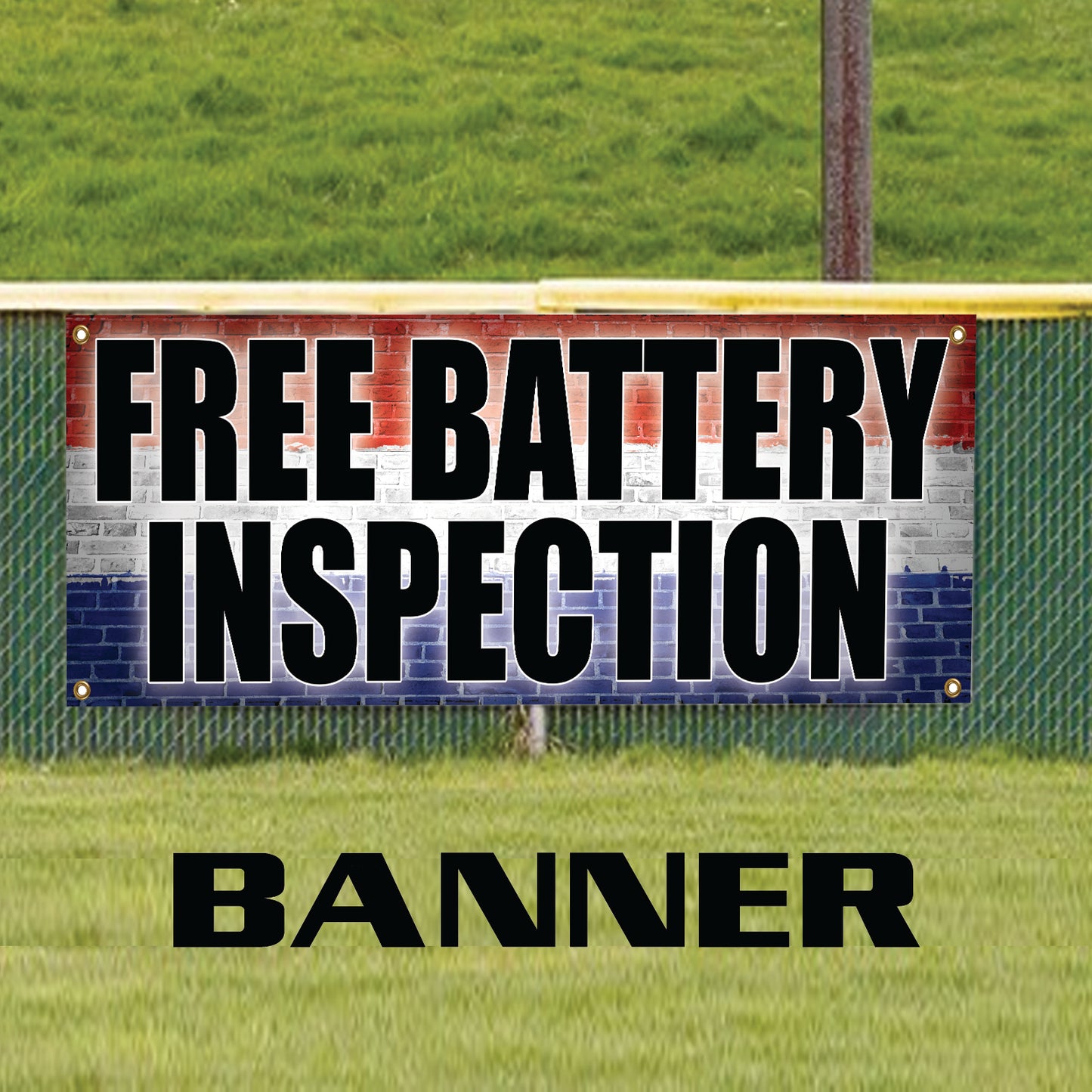Free battery inspection vinyl printed banner sign
