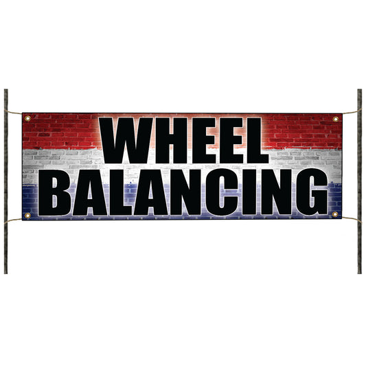 Wheel balancing vinyl printed banner sign