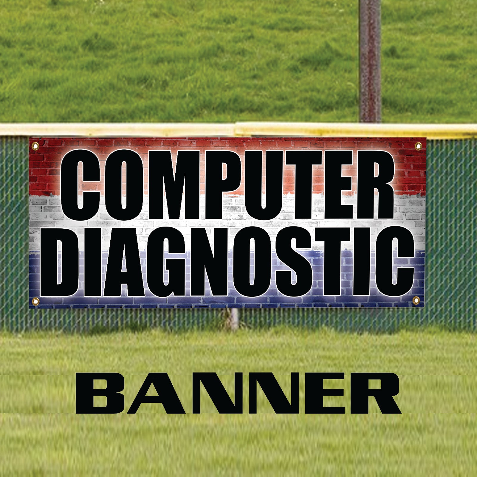 Computer diagnostic vinyl printed banner sign