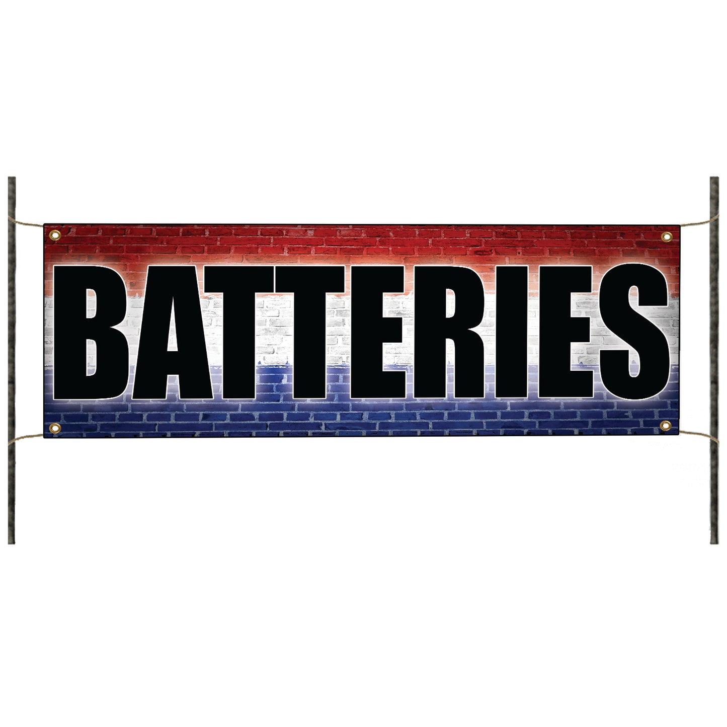 Batteries vinyl printed banner sign