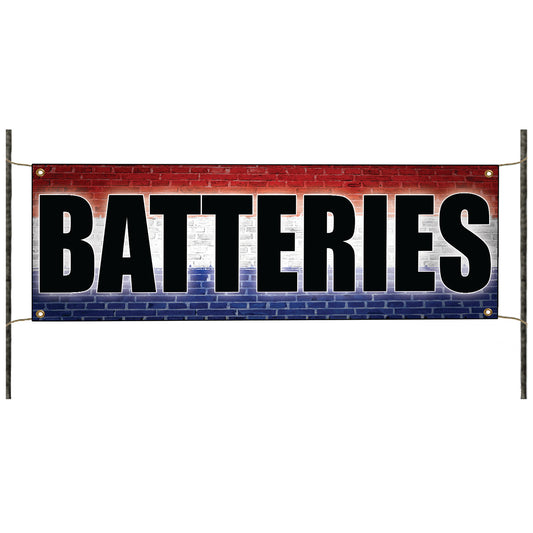 Batteries vinyl printed banner sign