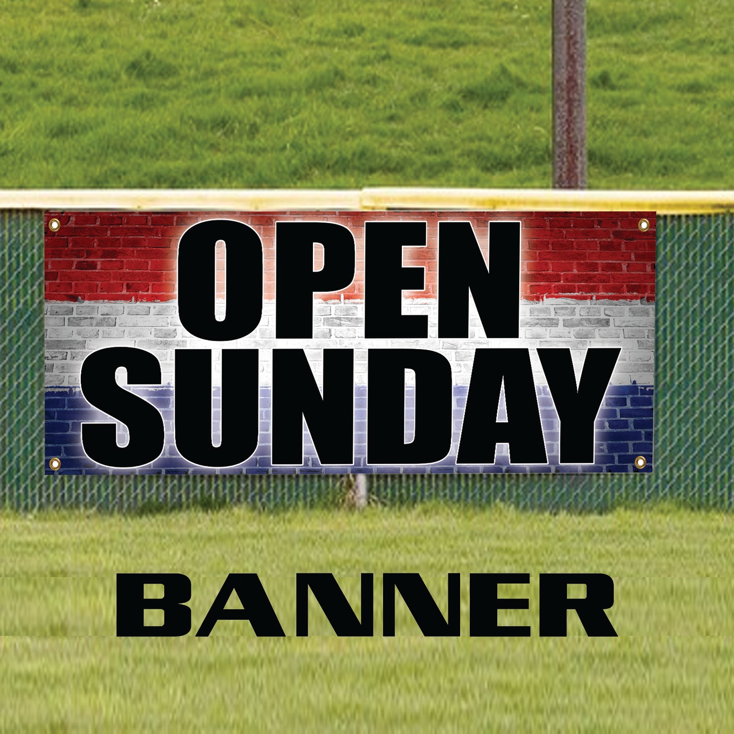 Open Sunday vinyl printed banner sign