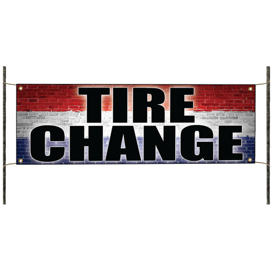 Tire change vinyl printed banner sign