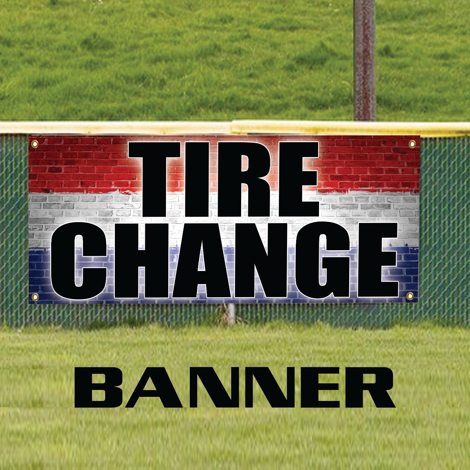 Tire change vinyl printed banner sign