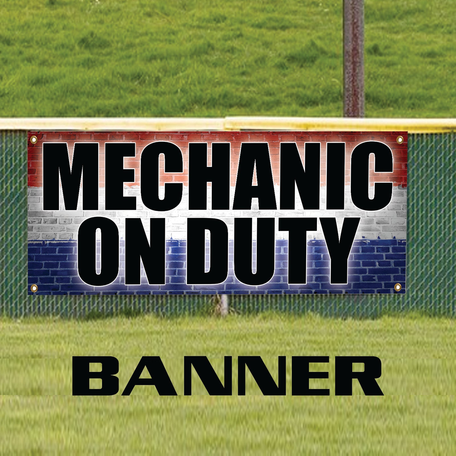 Mechanic on duty vinyl printed banner sign