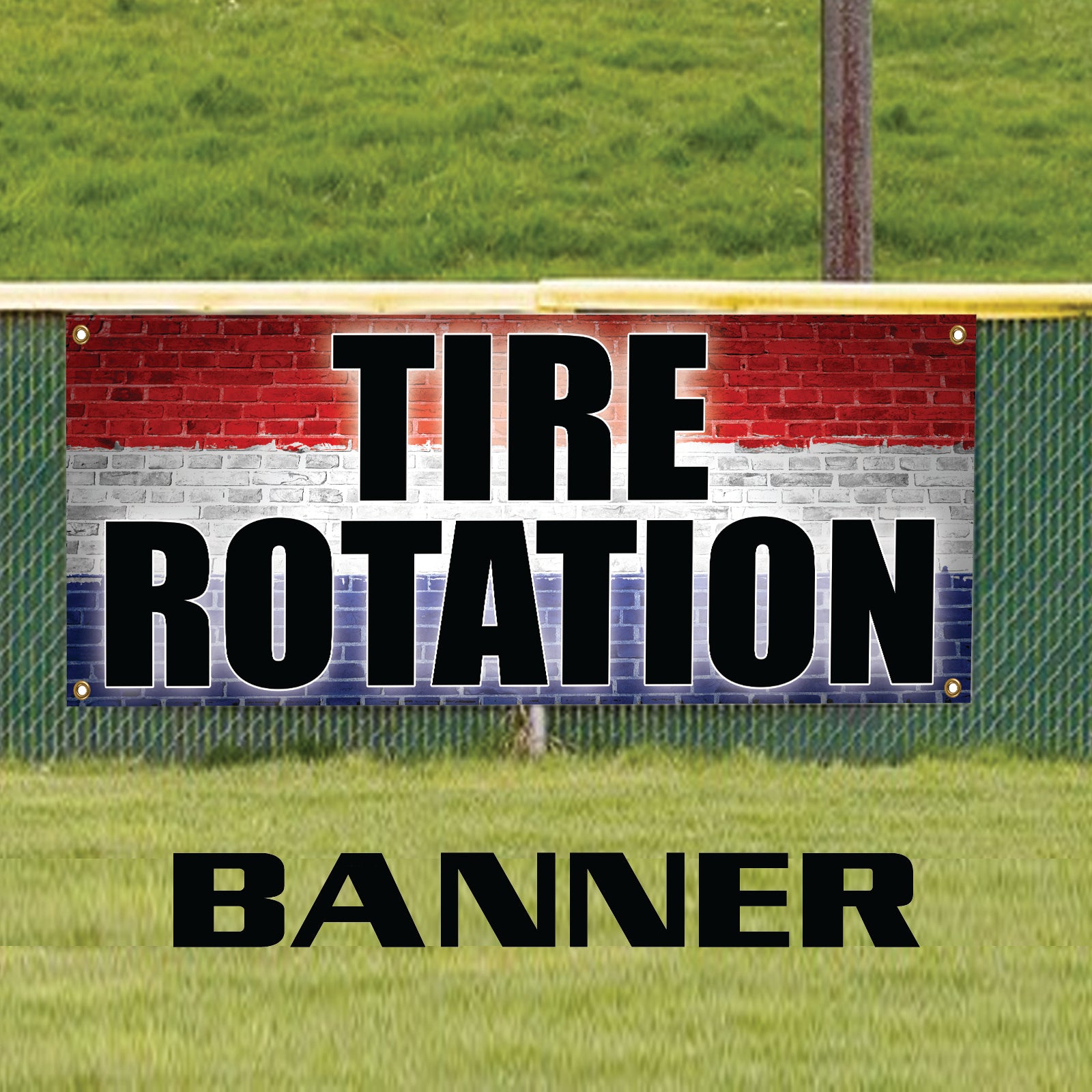 Tire rotation vinyl printed banner sign