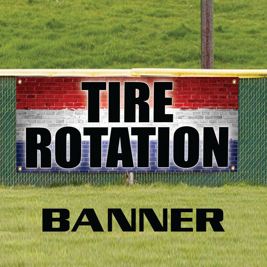 Tire rotation vinyl printed banner sign