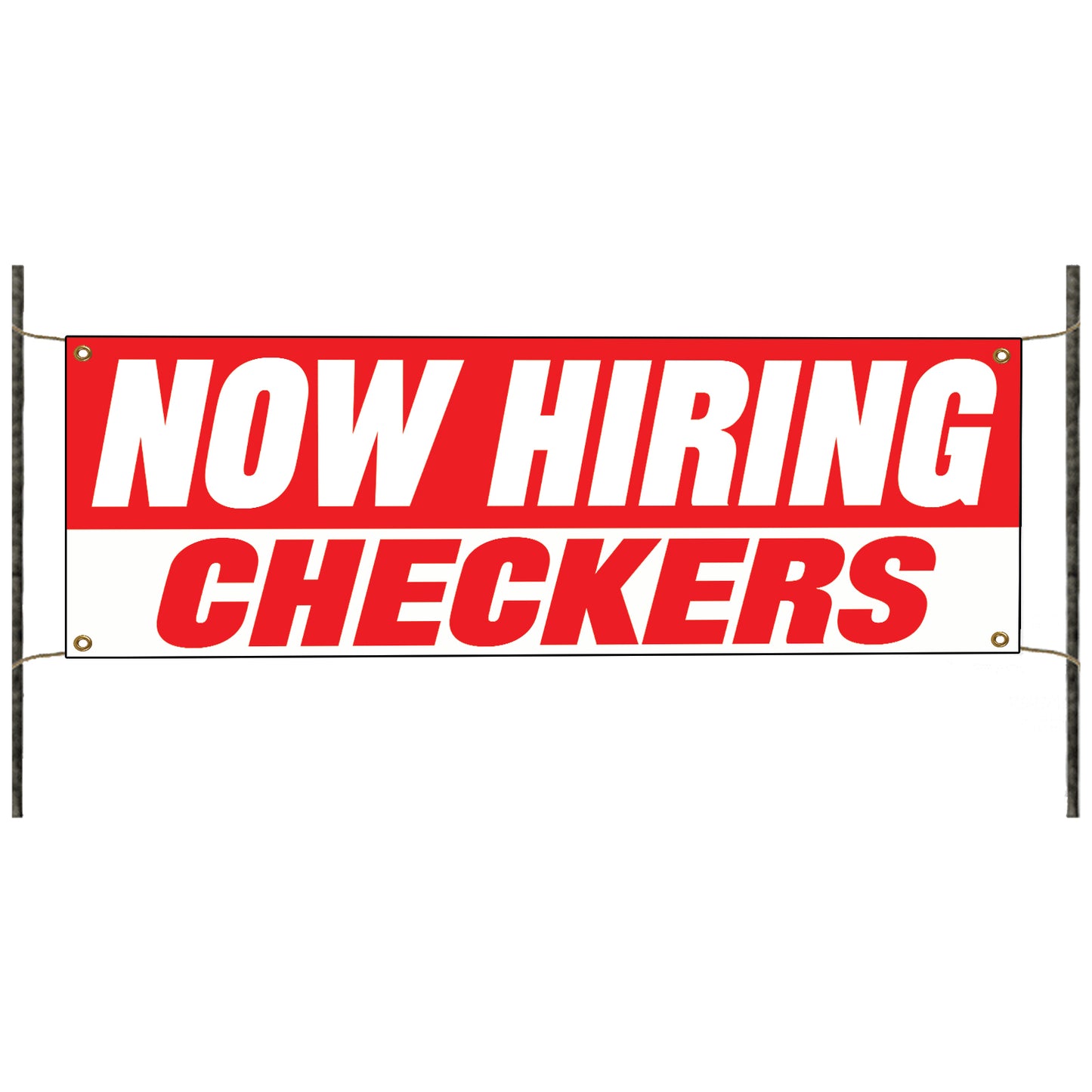 Now hiring checkers vinyl printed banner sign