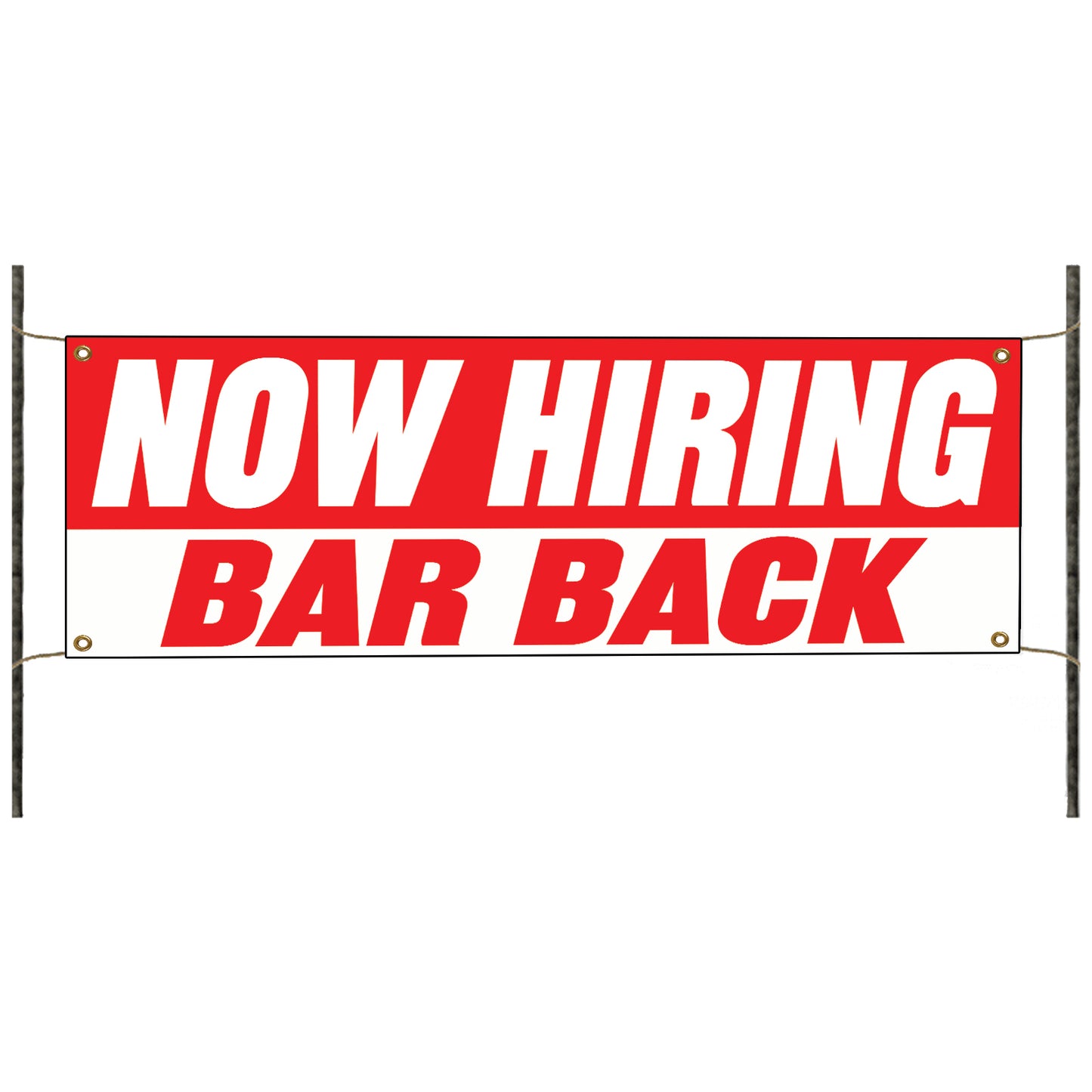 Now hiring bar back vinyl printed banner sign