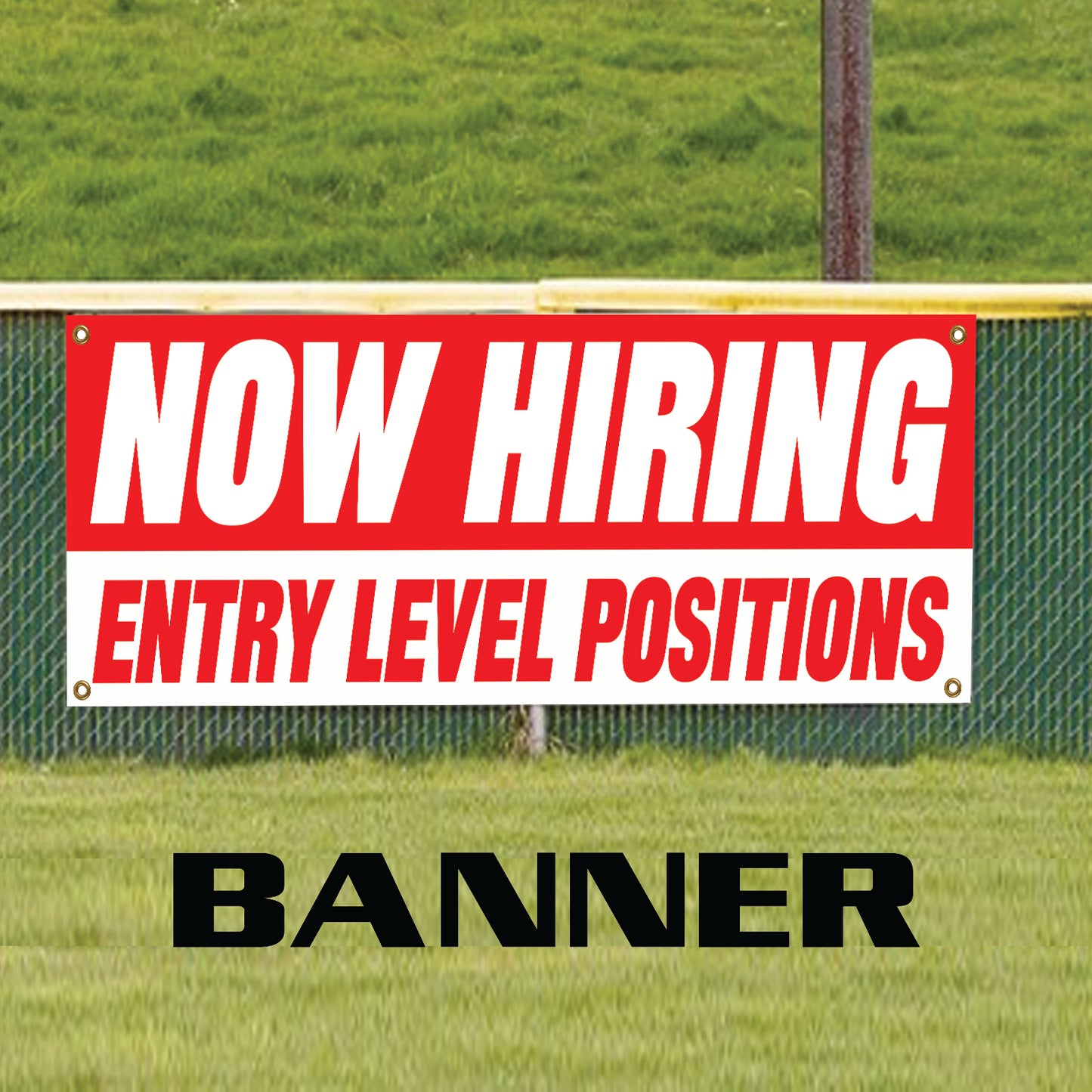 Now hiring entry level positions vinyl printed banner sign