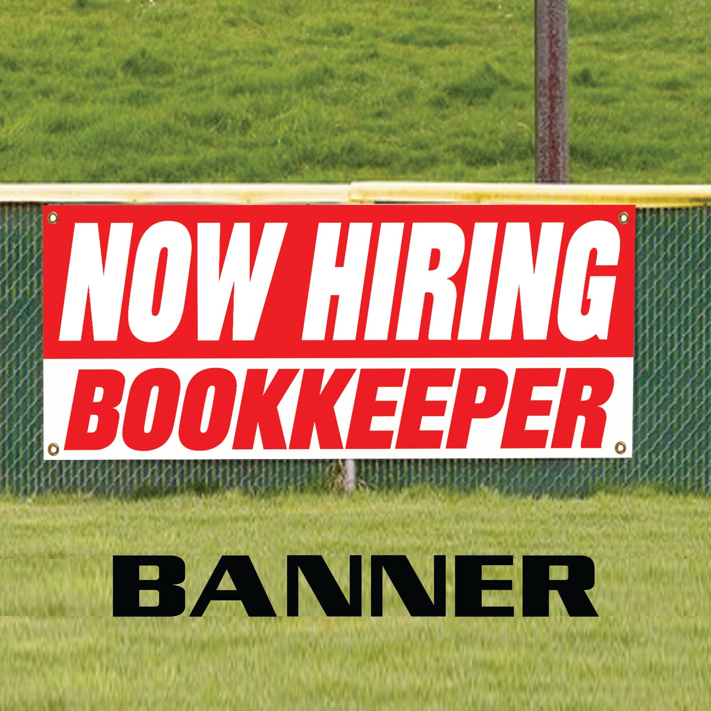 Now hiring bookkeeper vinyl printed banner sign