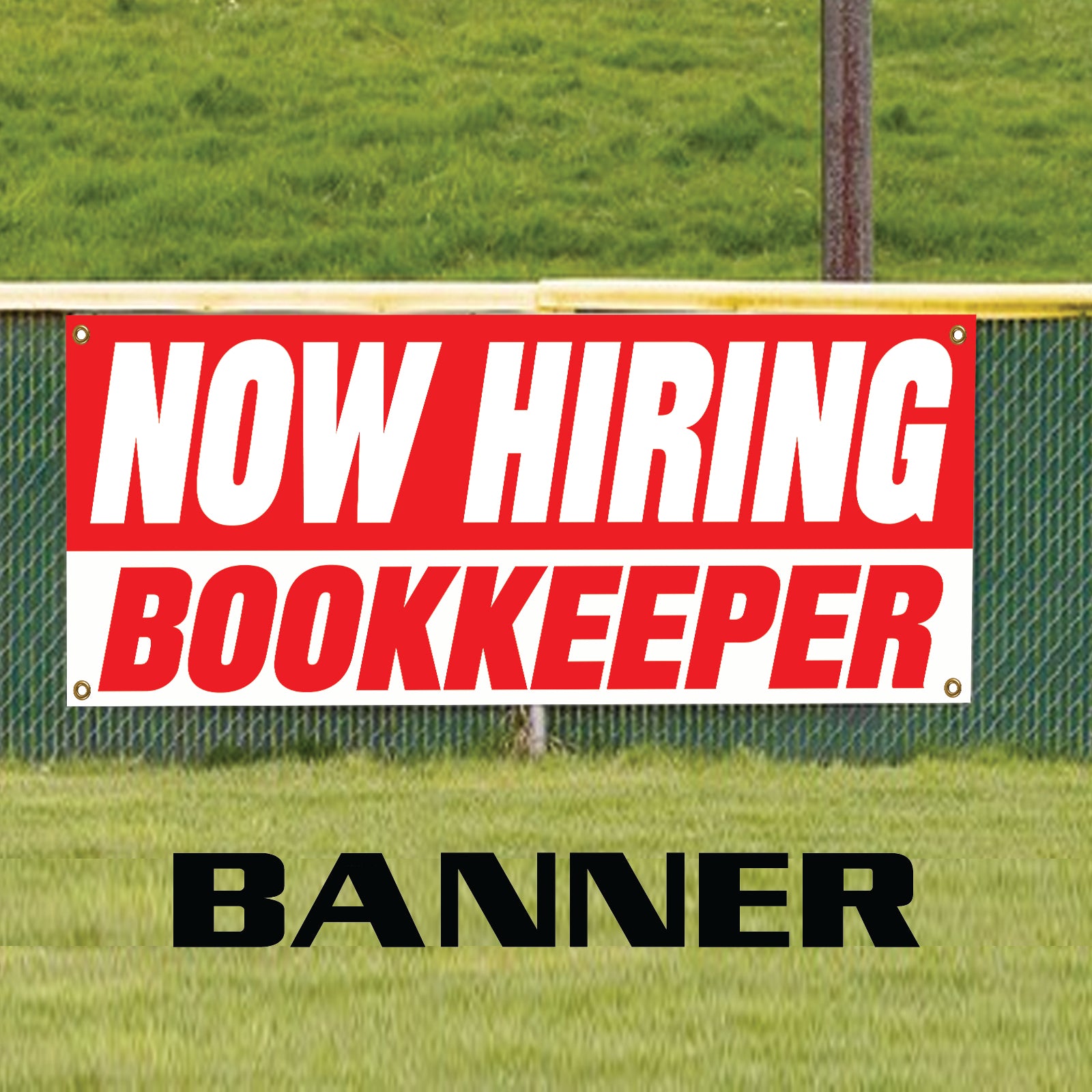 Now hiring bookkeeper vinyl printed banner sign