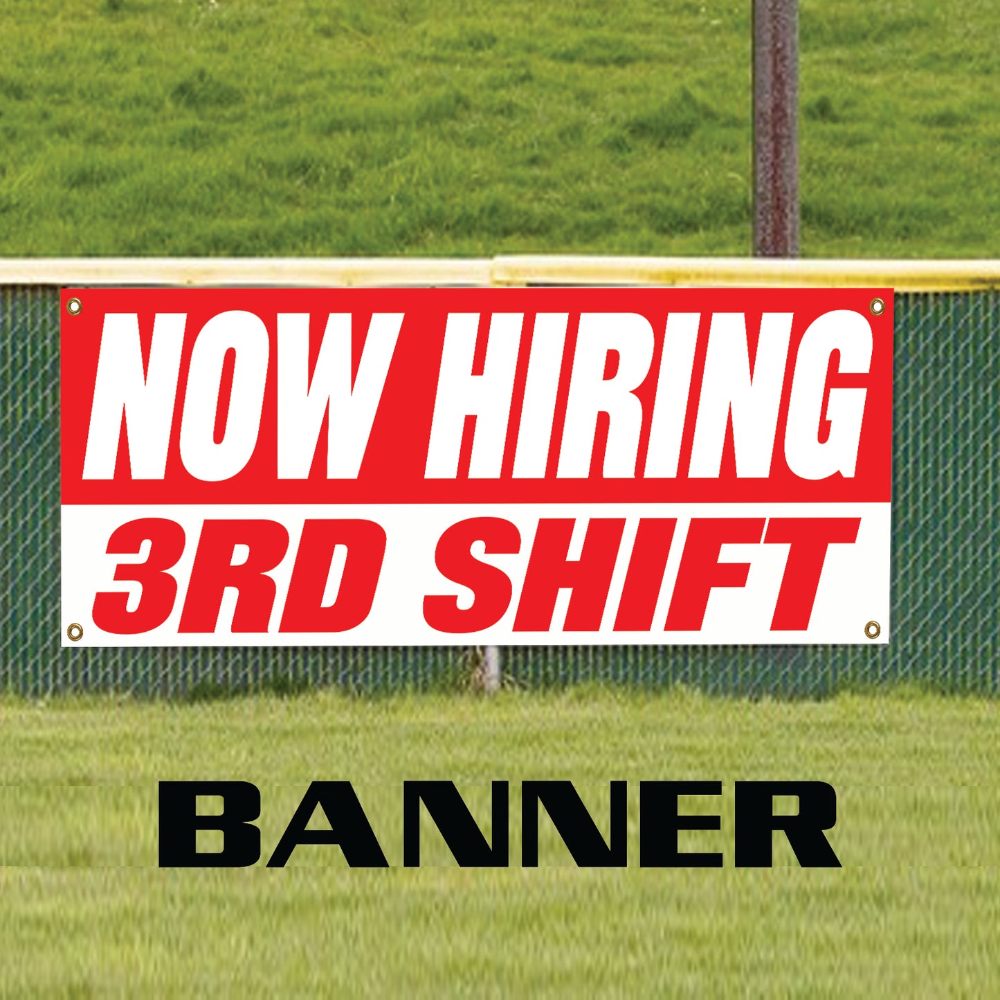 Now hiring 3rd shift vinyl printed banner sign