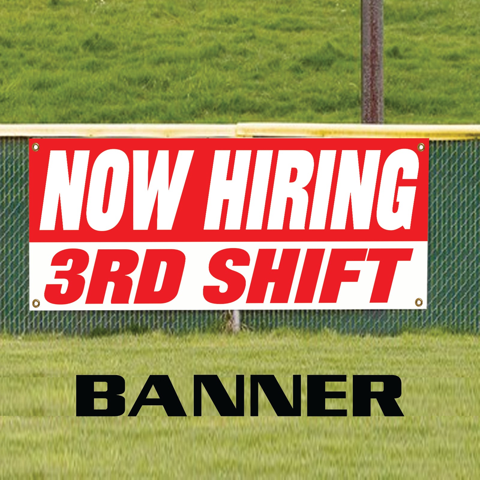 Now hiring 3rd shift vinyl printed banner sign