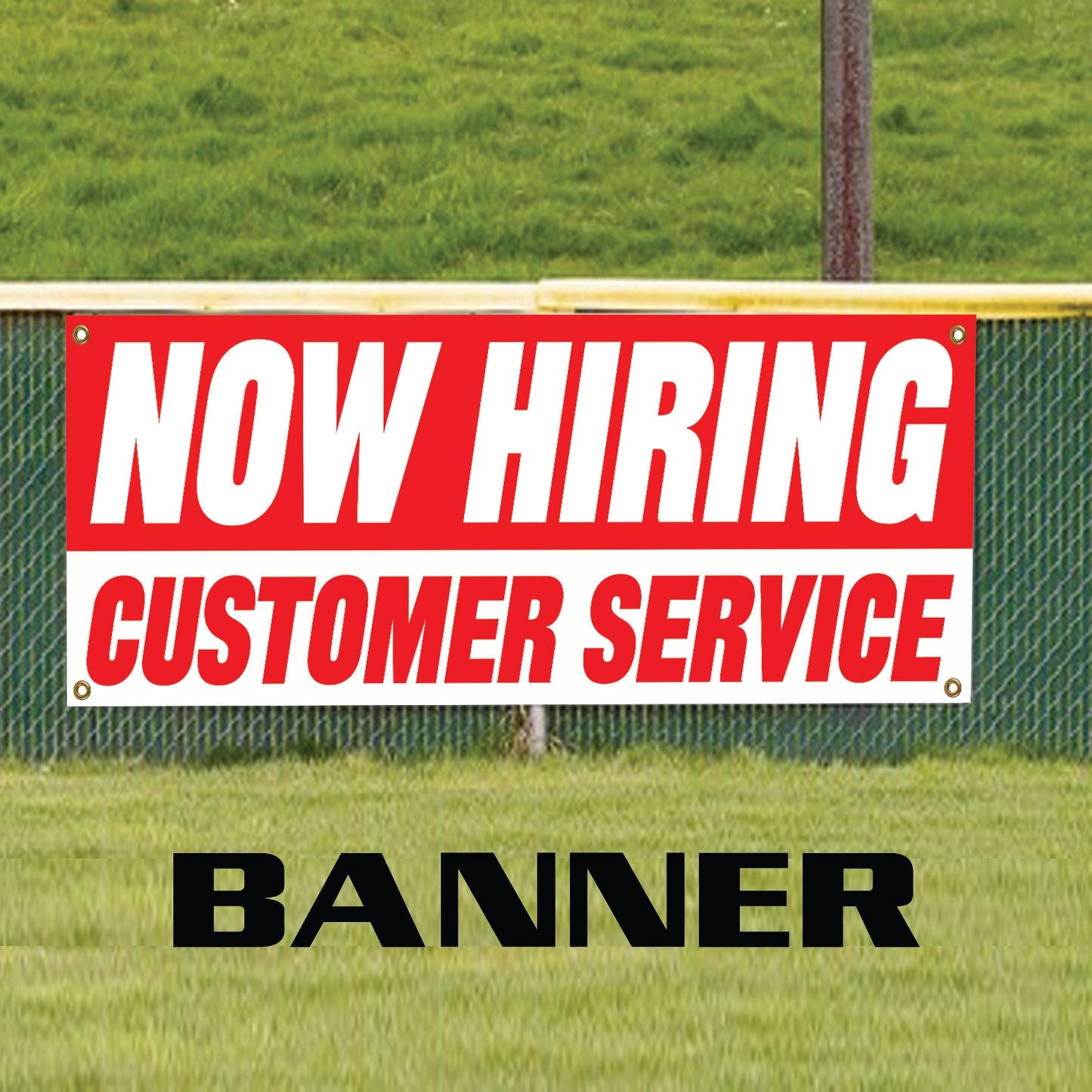 Now hiring customer service vinyl printed banner sign