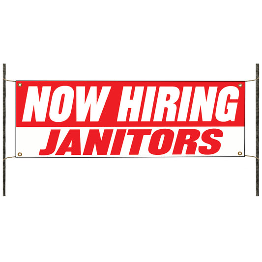 Now hiring janitors vinyl printed banner sign