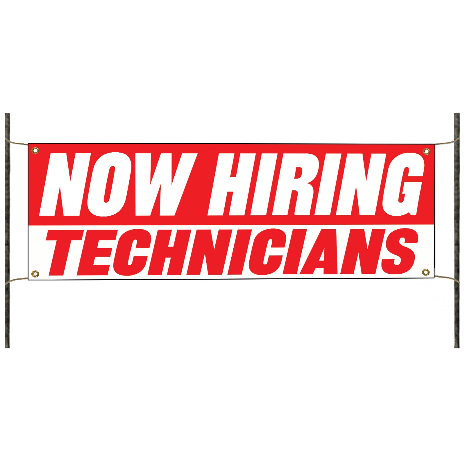 Now hiring technicians vinyl printed banner sign