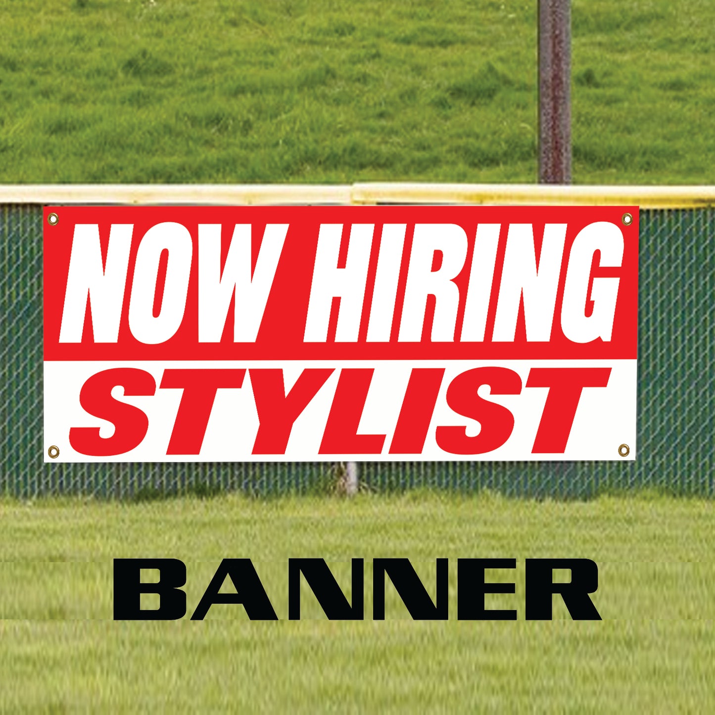 Now hiring stylist vinyl printed banner sign