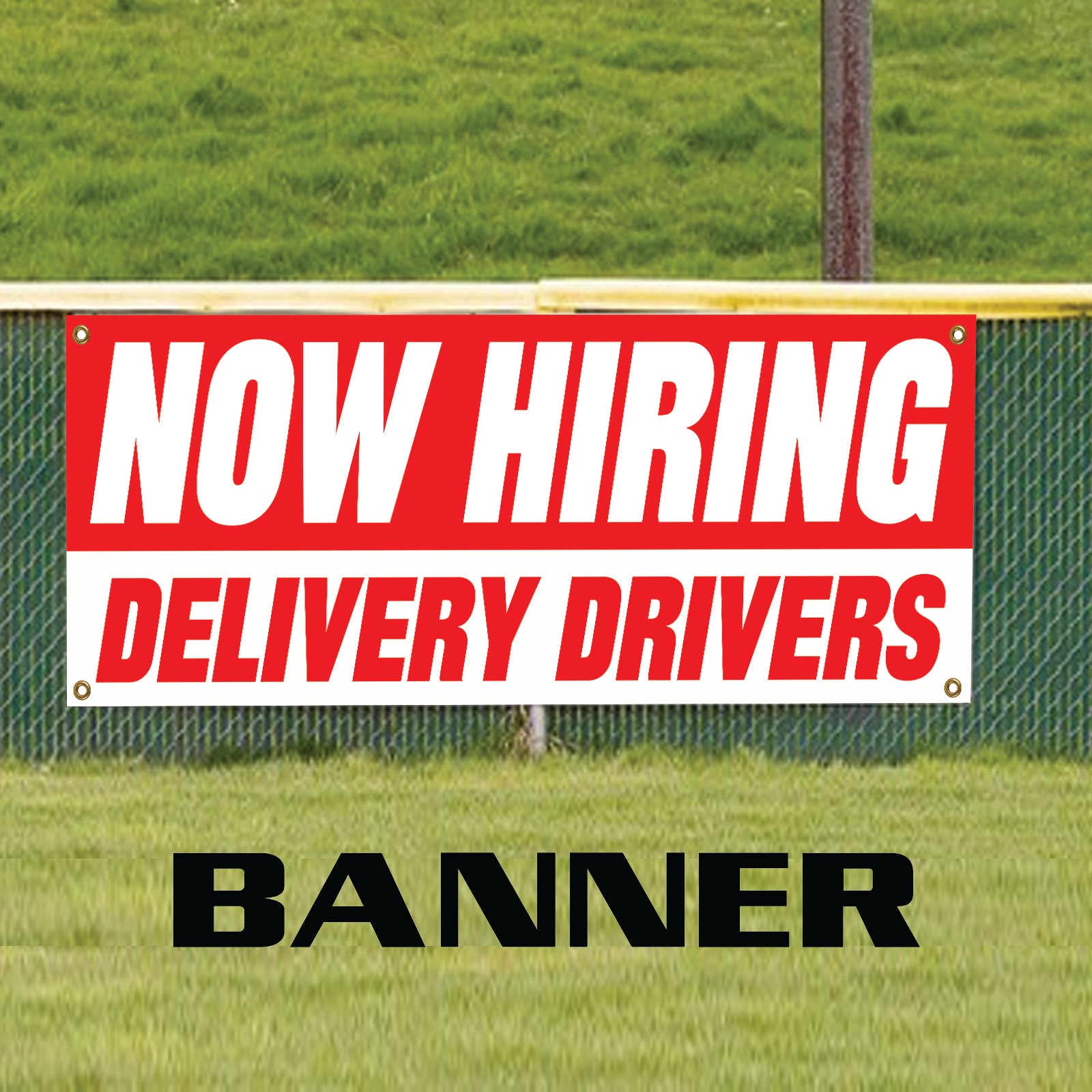 Now hiring delivery drivers vinyl printed banner sign