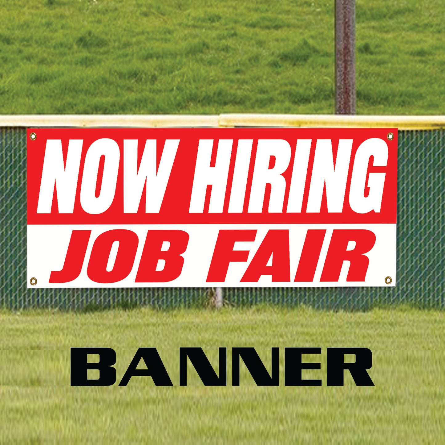 Now hiring job fair vinyl printed banner sign