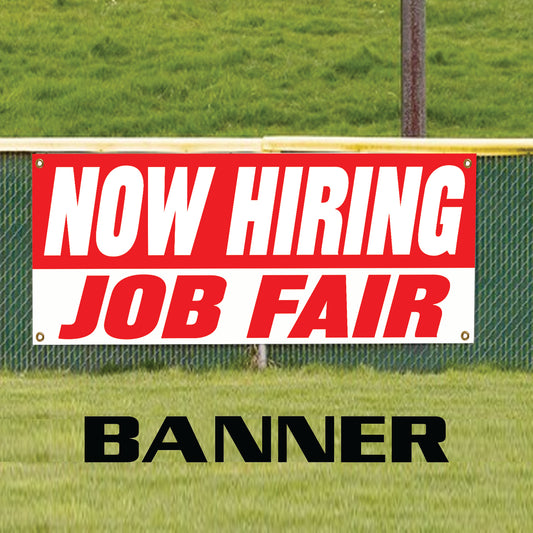Now hiring job fair vinyl printed banner sign