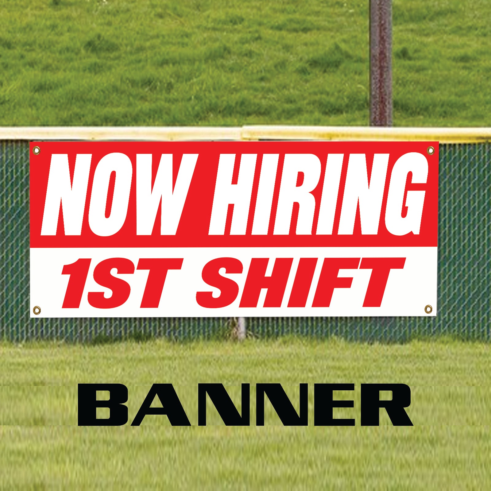 Now hiring 1st shift vinyl printed banner sign