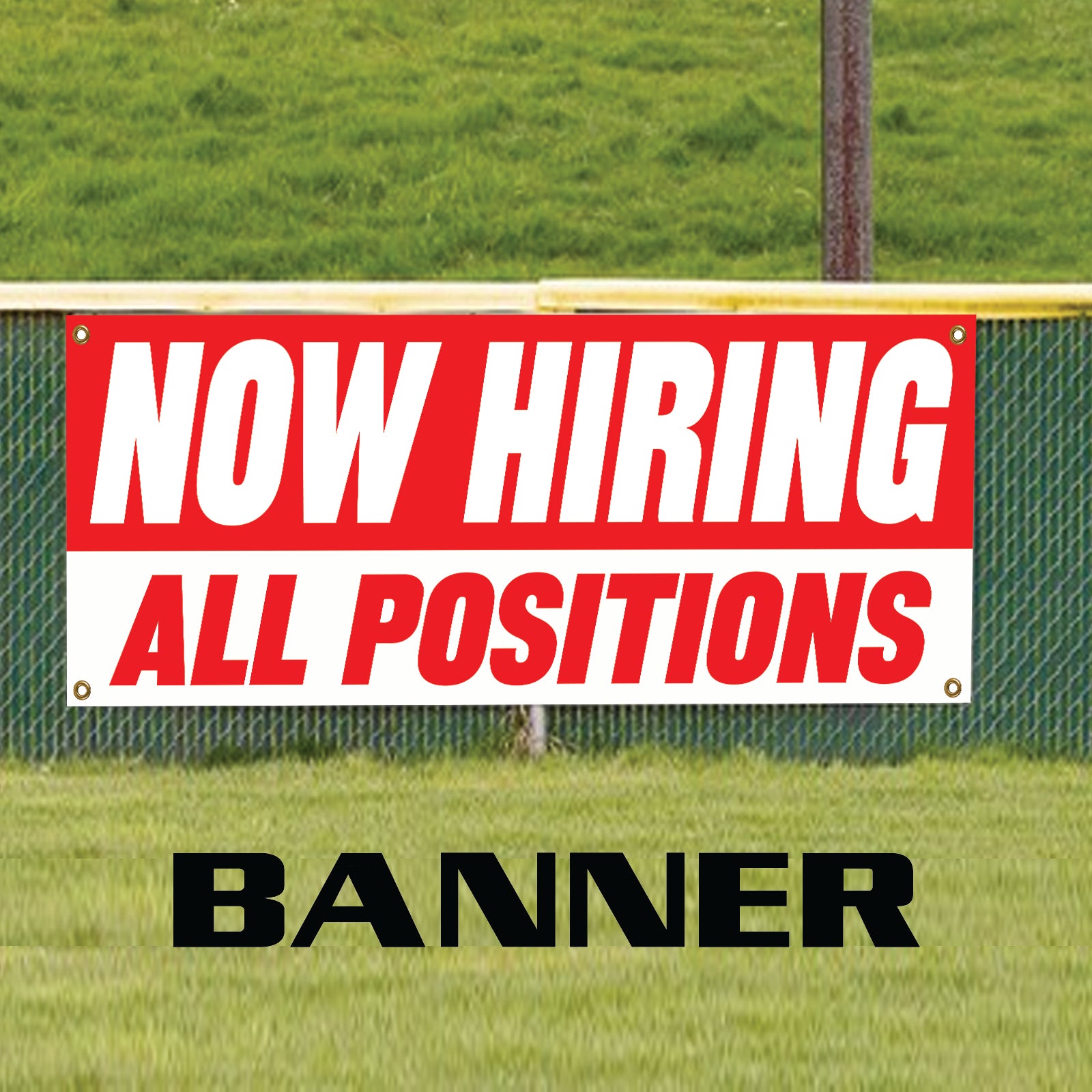 Now hiring all positions vinyl printed banner sign