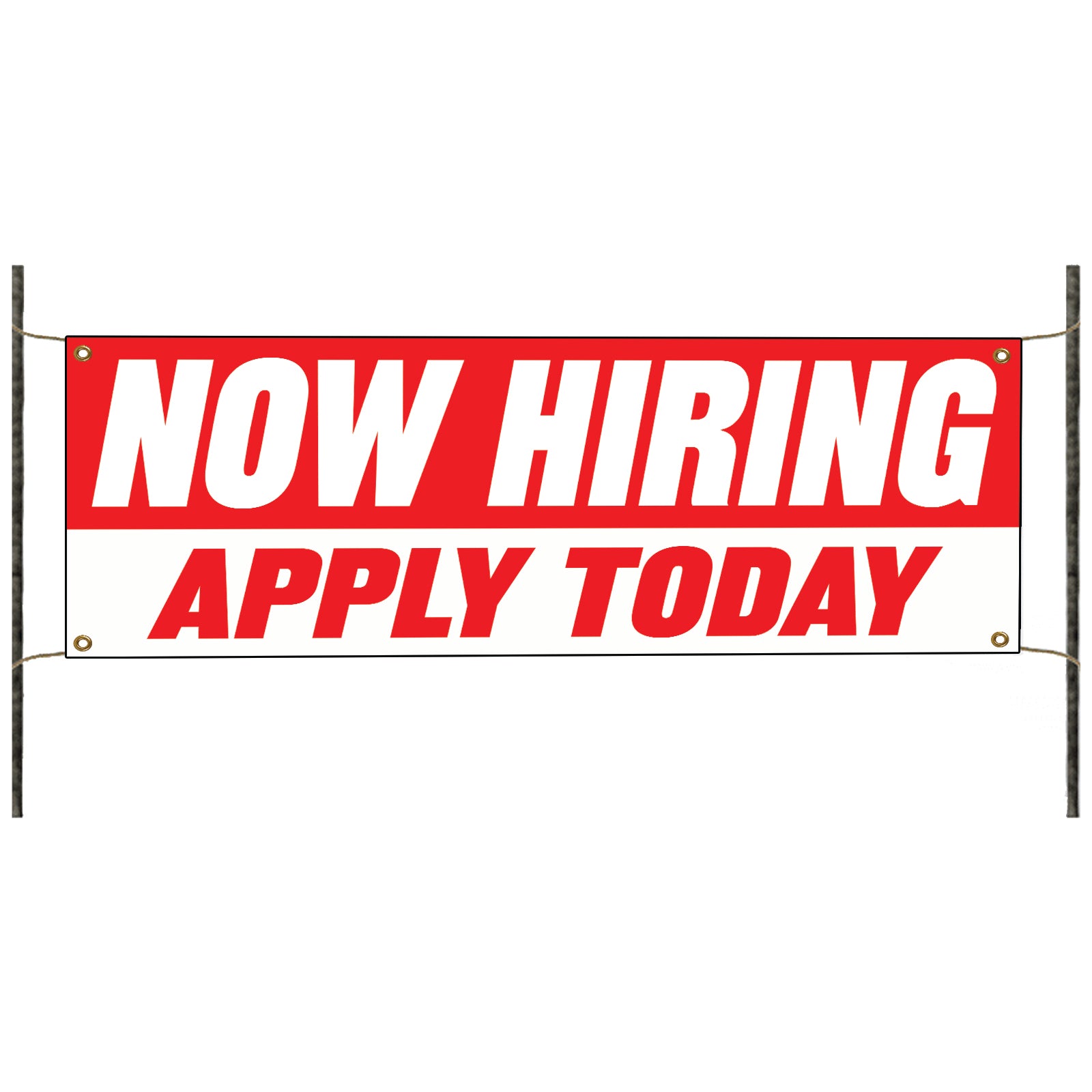 Now hiring apply today vinyl printed banner sign