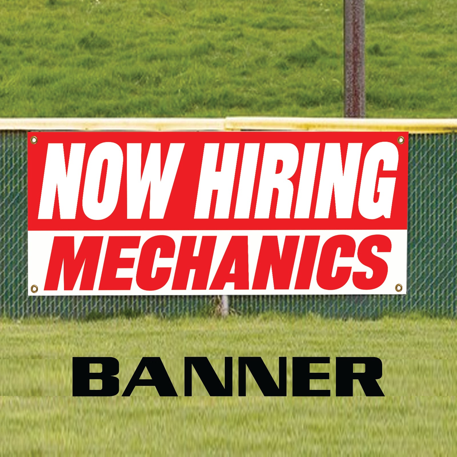Now hiring mechanics vinyl printed banner sign