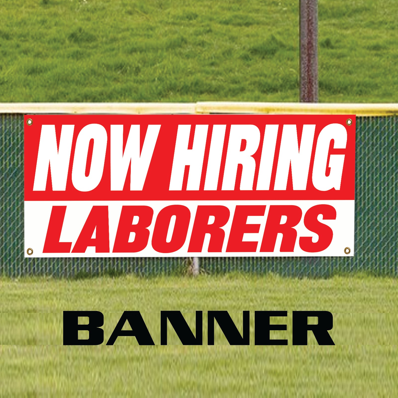 Now hiring laborers vinyl printed banner sign