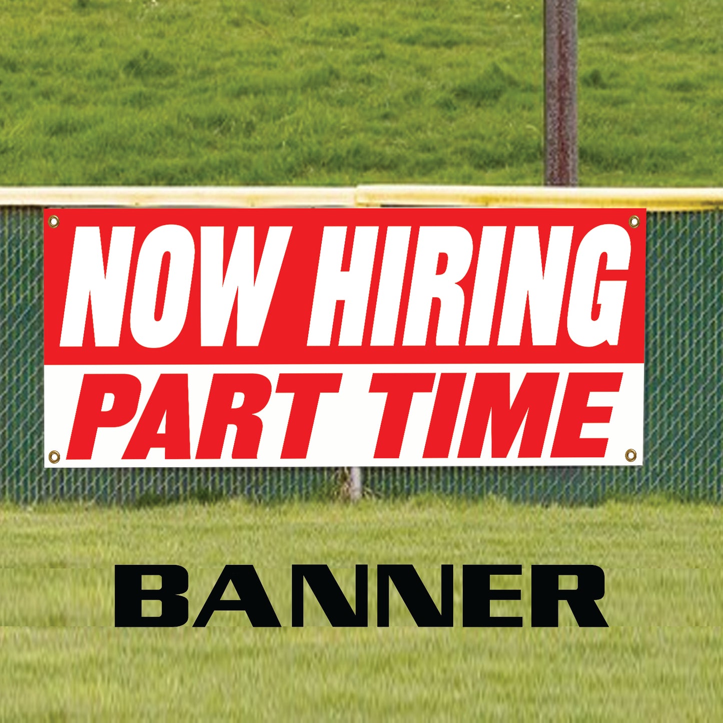 Now hiring part time vinyl printed banner sign
