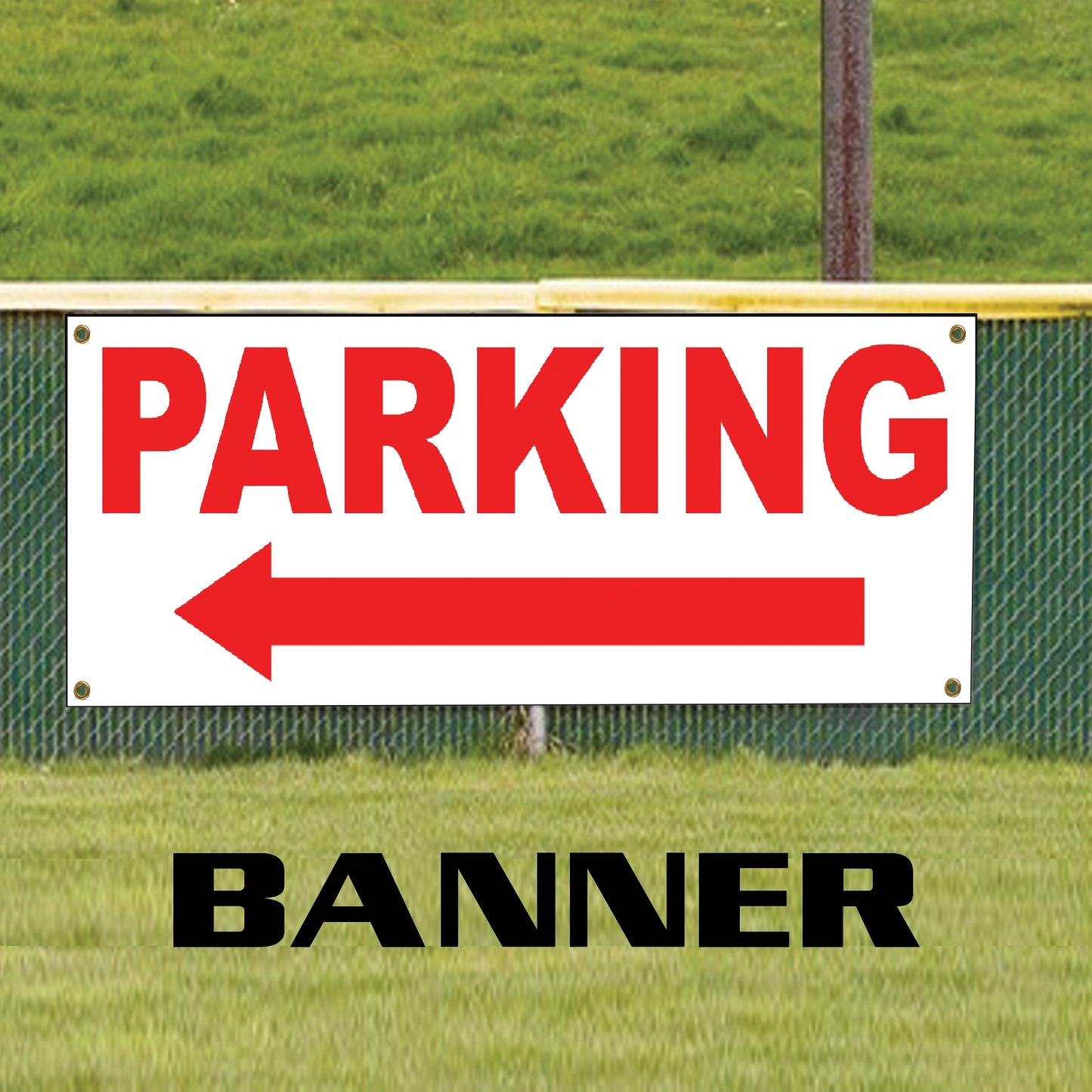 Parking left arrow vinyl printed banner sign