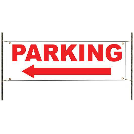 Parking left arrow vinyl printed banner sign