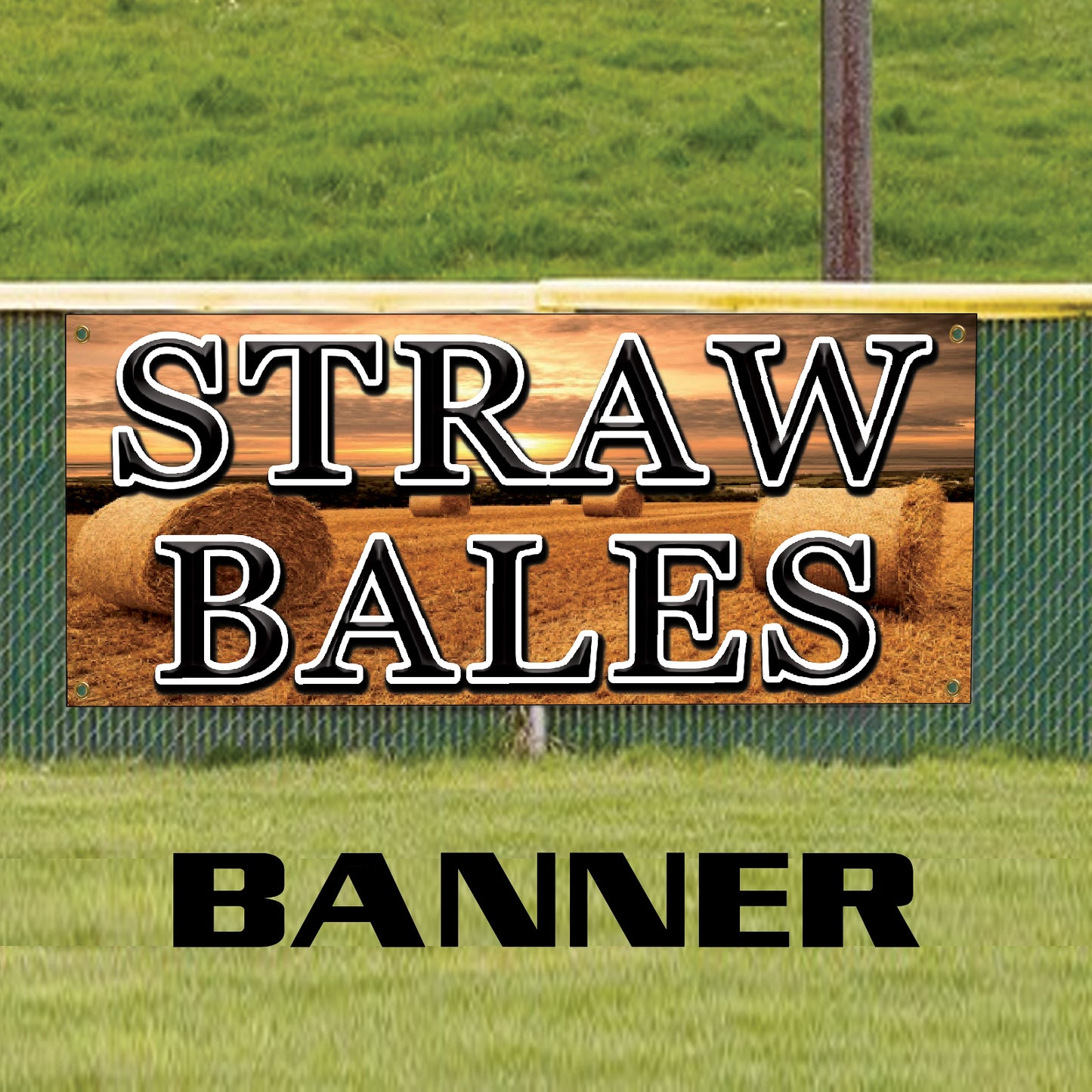 Straw bales vinyl printed banner sign