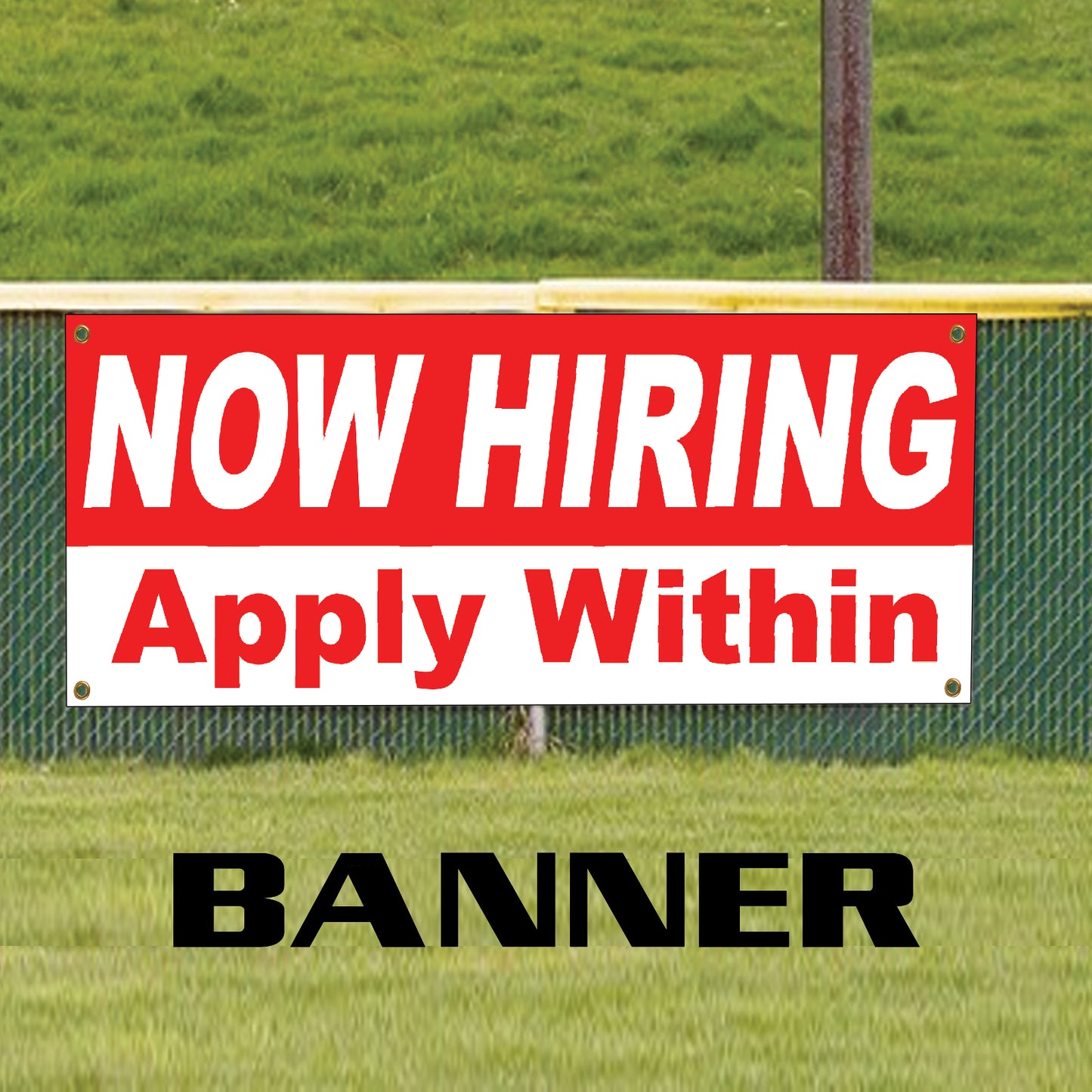Now hiring apply within vinyl printed banner sign