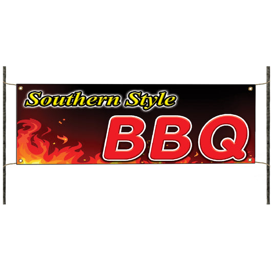 Southern style BBQ vinyl printed banner sign