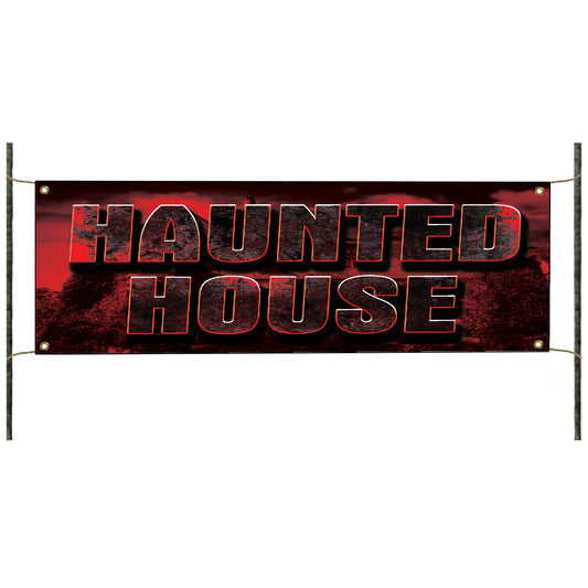 Haunted house vinyl printed banner sign