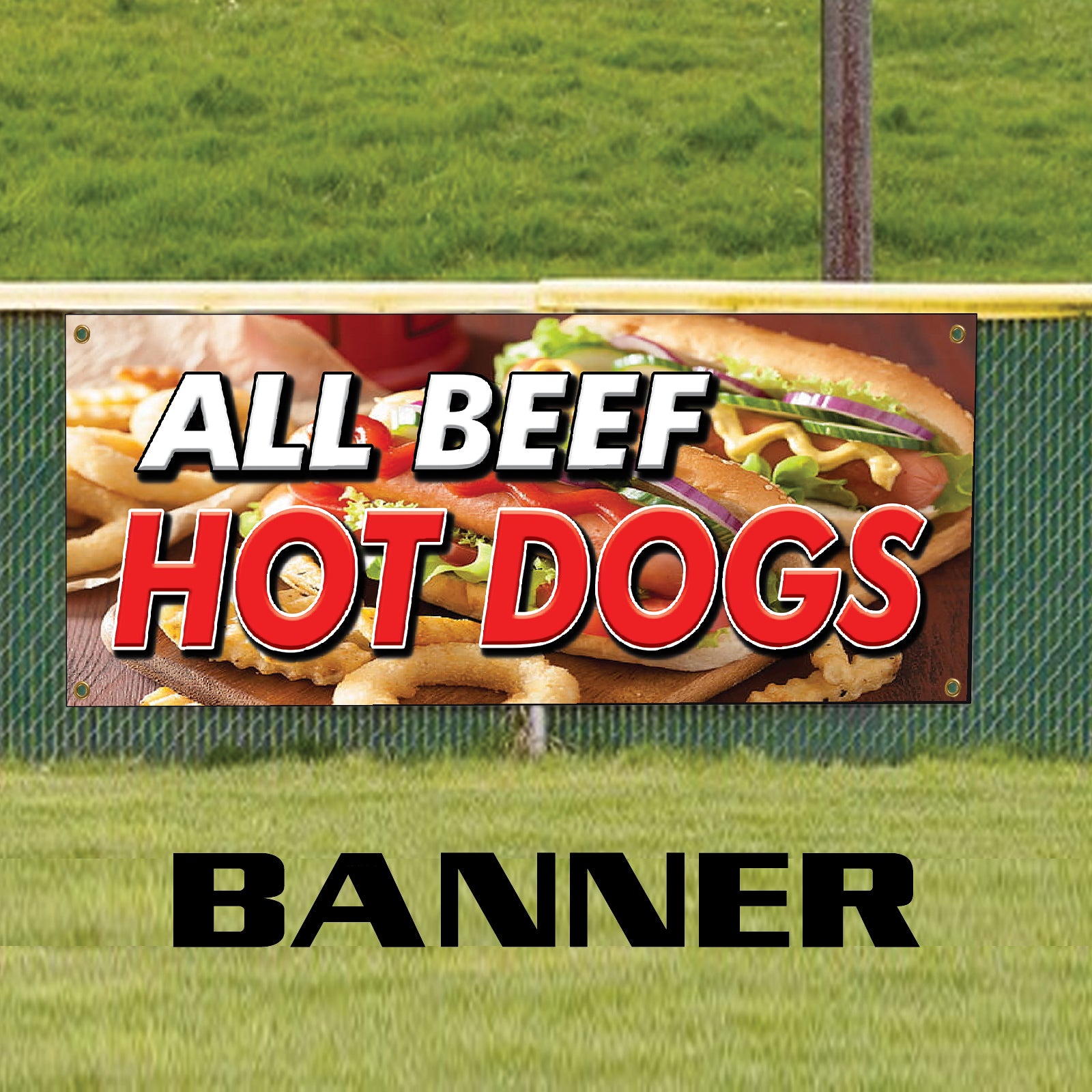 All Beef Hot Dogs Vinyl Banner Sign – Sign Fever