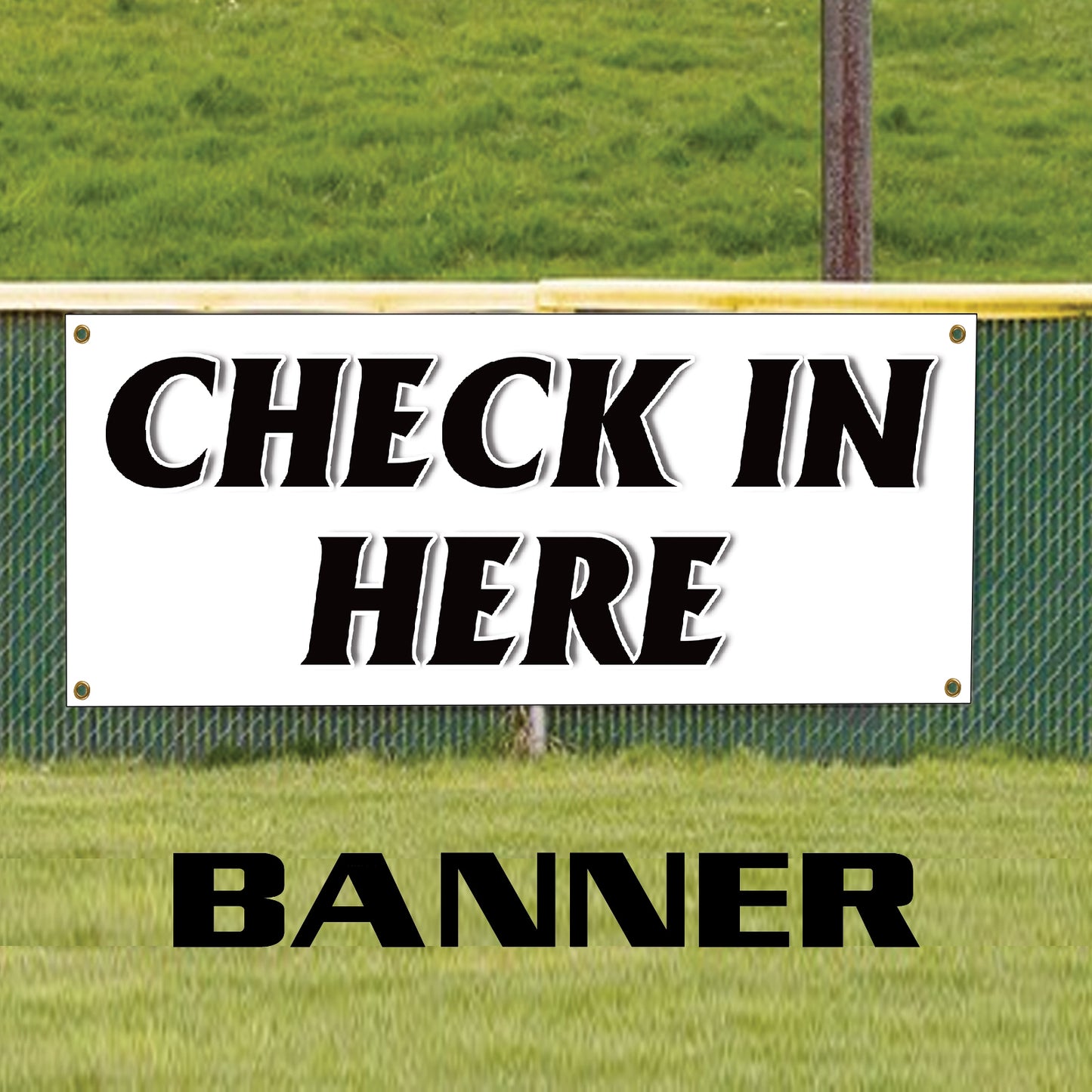Check In Here Vinyl Banner Sign