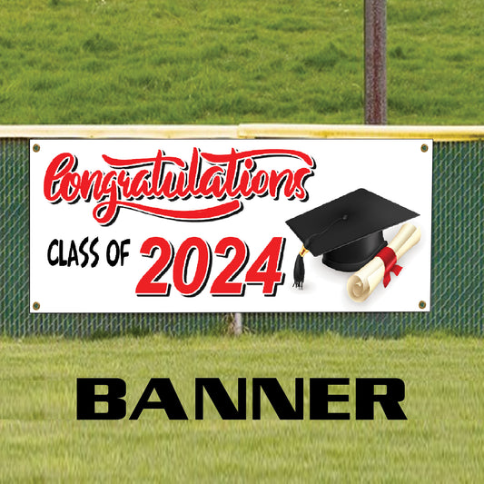 Congratulation class of 2024 vinyl banner sign