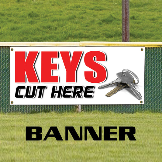 Keys cut here vinyl printed banner sign