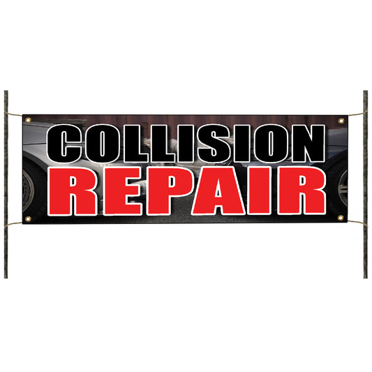 Collision repair vinyl printed banner sign