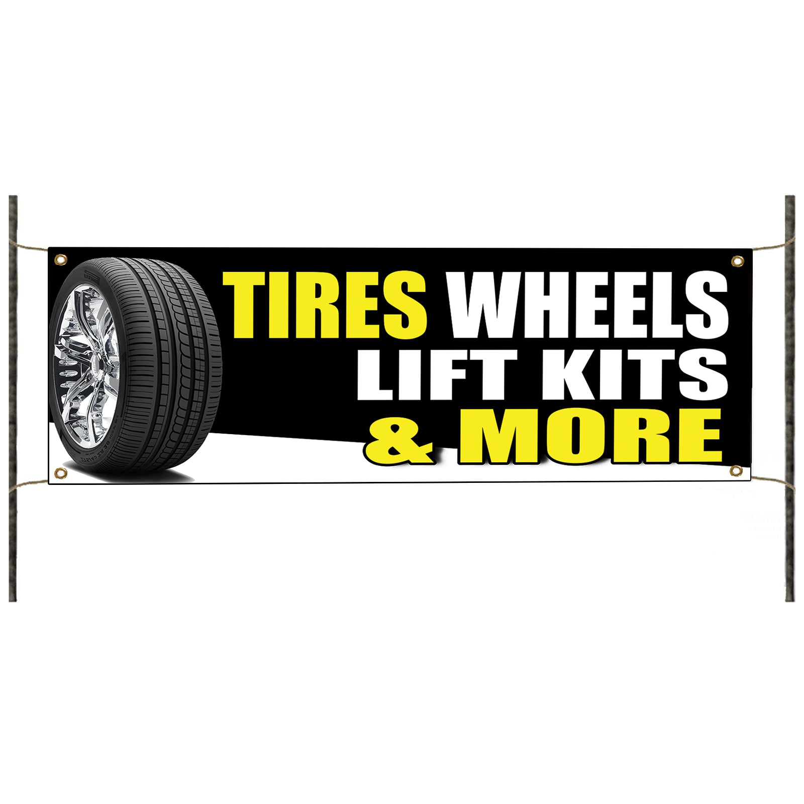 Tires wheels lift kits & more vinyl printed banner sign